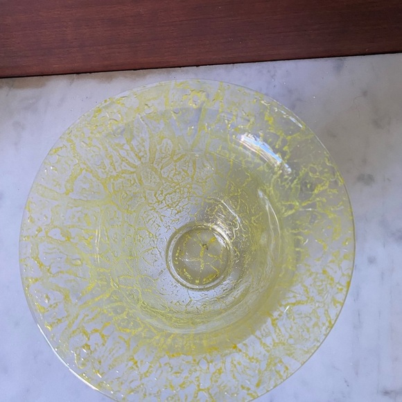 Vintage German glass vase, 6 inches tall by 6 inches wide across top. - Picture 2 of 2